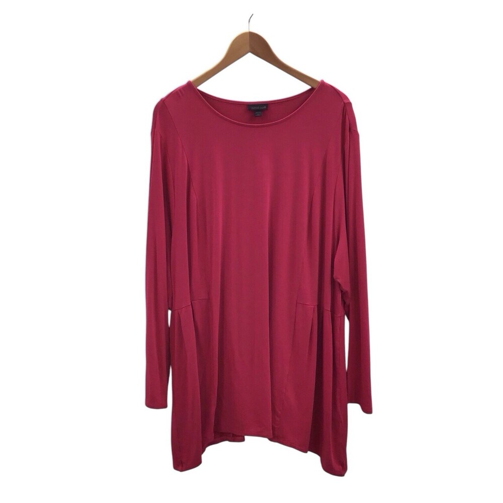 J Jill Wearever Collection Womens 3X Fuchsia Pink Tunic Top Stretch Travel